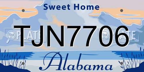 TJN7706 Alabama License Plate