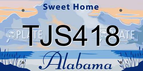 TJS418 Alabama License Plate