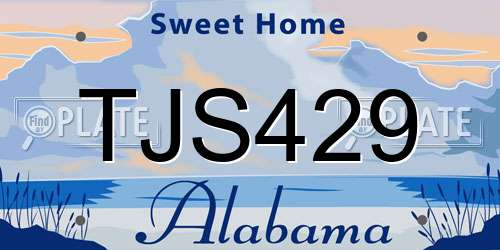 TJS429 Alabama License Plate