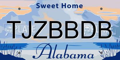 TJZBBDB Alabama License Plate