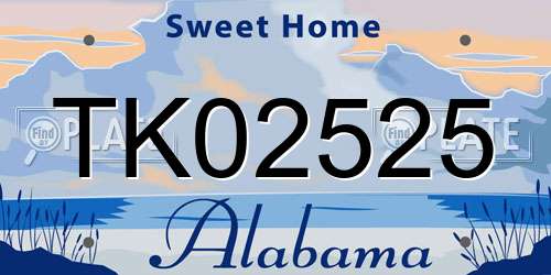 TK02525 Alabama License Plate