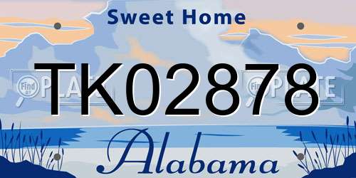 TK02878 Alabama License Plate