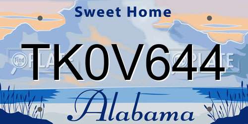 TK0V644 Alabama License Plate