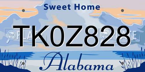 TK0Z828 Alabama License Plate
