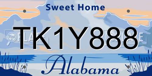TK1Y888 Alabama License Plate