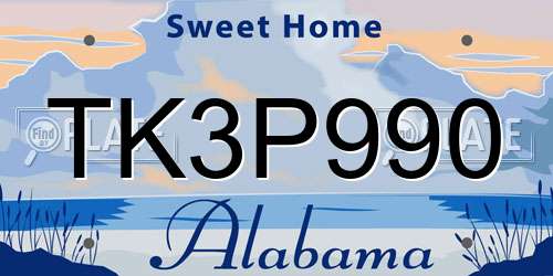 TK3P990 Alabama License Plate