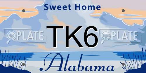 TK6 Alabama License Plate