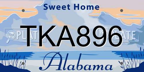 TKA896 Alabama License Plate