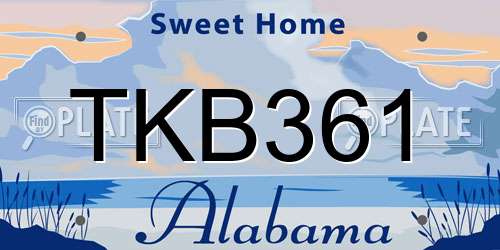 TKB361 Alabama License Plate