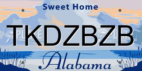 TKDZBZB Alabama License Plate
