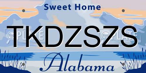 TKDZSZS Alabama License Plate