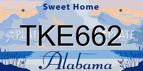 TKE662 Alabama License Plate