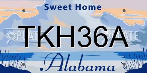 TKH36A Alabama License Plate
