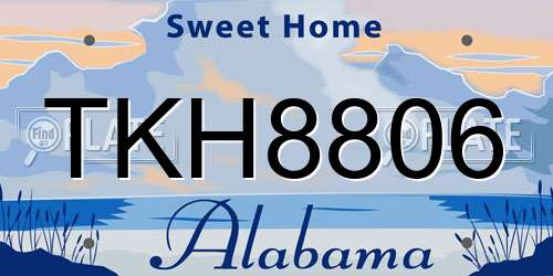 TKH8806 Alabama License Plate