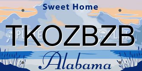 TKOZBZB Alabama License Plate