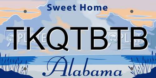TKQTBTB Alabama License Plate