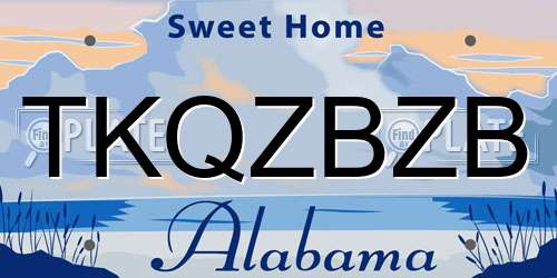 TKQZBZB Alabama License Plate