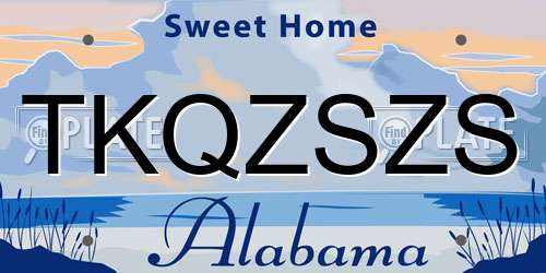 TKQZSZS Alabama License Plate