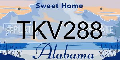 TKV288 Alabama License Plate
