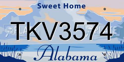TKV3574 Alabama License Plate