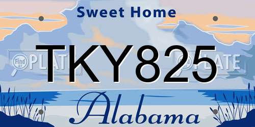 TKY825 Alabama License Plate