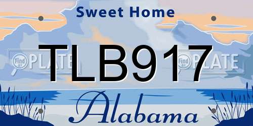 TLB917 Alabama License Plate