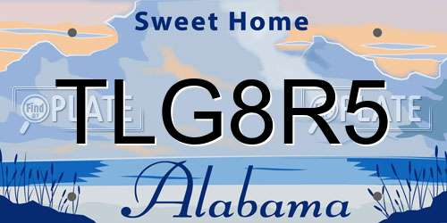 TLG8R5 Alabama License Plate