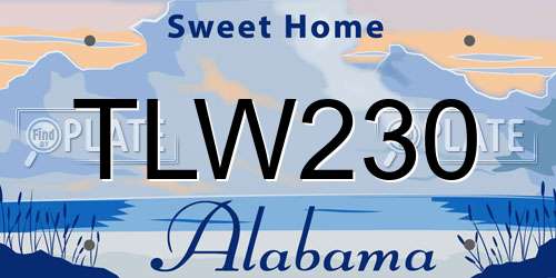 TLW230 Alabama License Plate