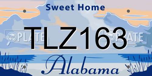 TLZ163 Alabama License Plate