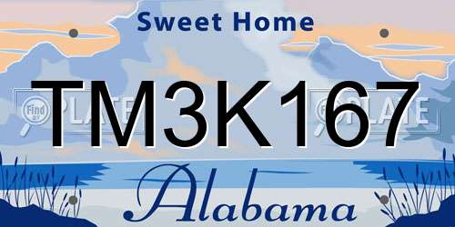 TM3K167 Alabama License Plate