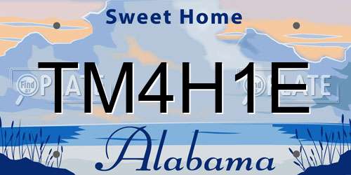 TM4H1E Alabama License Plate