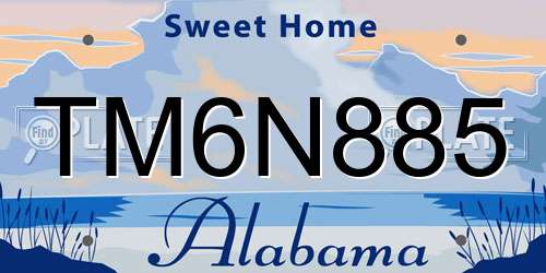 TM6N885 Alabama License Plate
