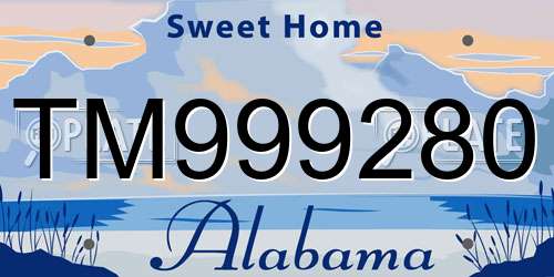 TM999280 Alabama License Plate