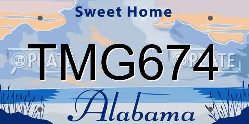 TMG674 Alabama License Plate