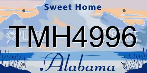 TMH4996 Alabama License Plate