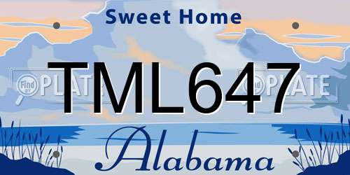 TML647 Alabama License Plate