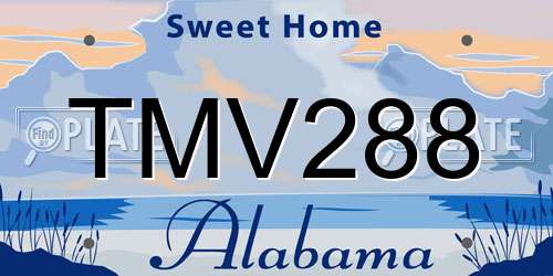 TMV288 Alabama License Plate