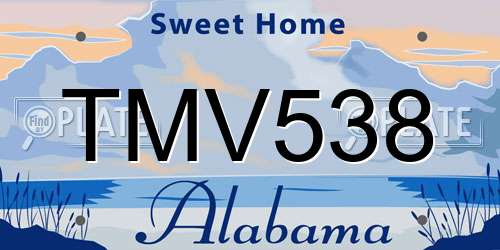 TMV538 Alabama License Plate