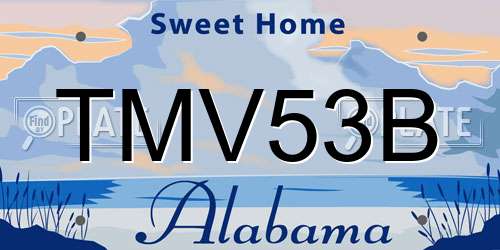 TMV53B Alabama License Plate