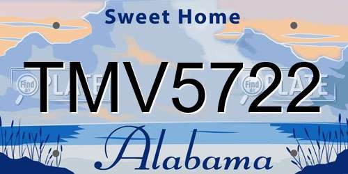 TMV5722 Alabama License Plate