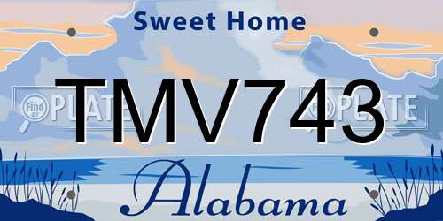 TMV743 Alabama License Plate