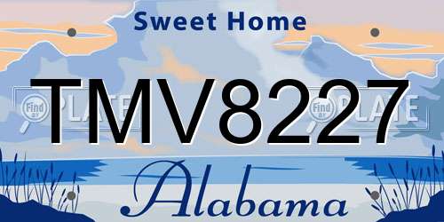 TMV8227 Alabama License Plate