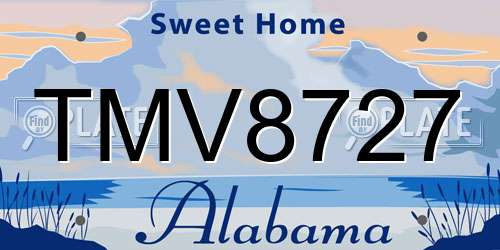 TMV8727 Alabama License Plate