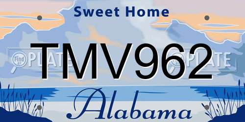 TMV962 Alabama License Plate