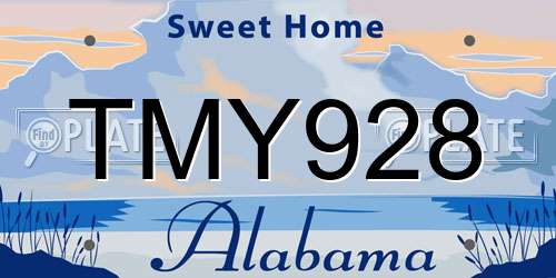 TMY928 Alabama License Plate