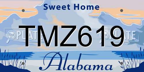 TMZ619 Alabama License Plate