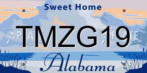 TMZG19 Alabama License Plate