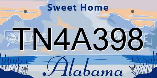 TN4A398 Alabama License Plate