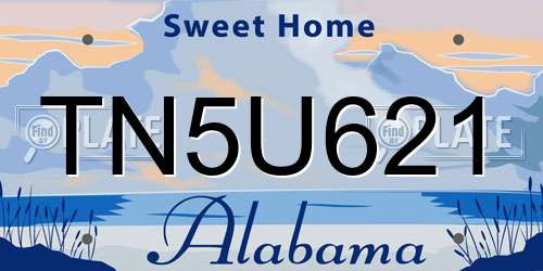 TN5U621 Alabama License Plate