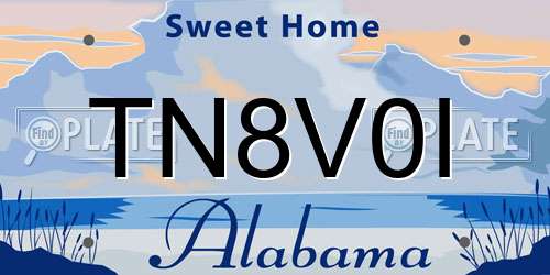 TN8V0I Alabama License Plate